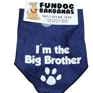 Fundog Bandanas I'M THE BIG BROTHER Blue Miniature For Dogs Under 20lbs NWT